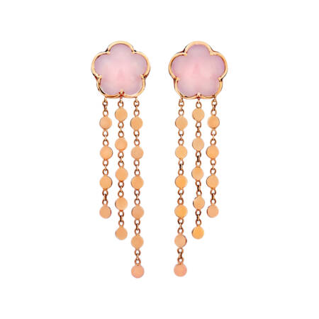 Rose Gold Pink Quartz Earrings - Χρυσά Σκουλαρίκια με Ροζ Quartz