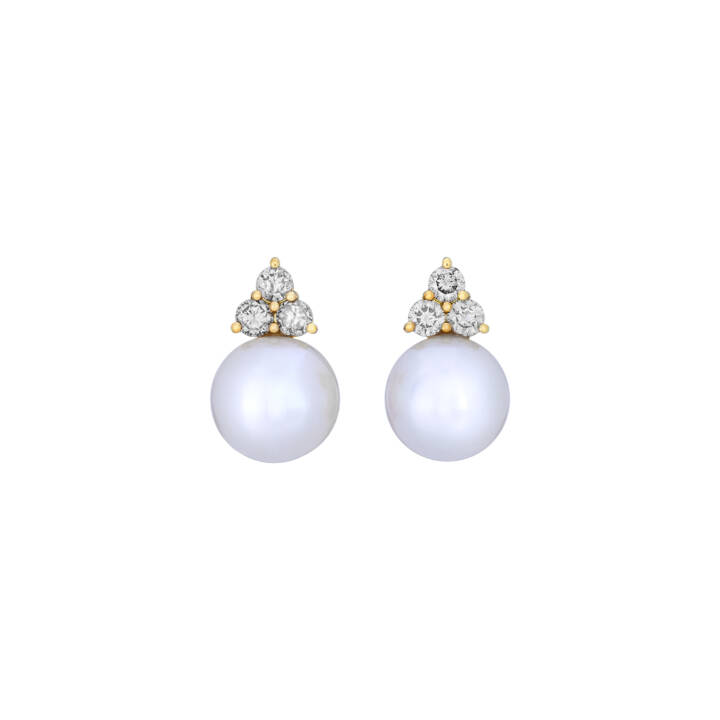 Pearls And Diamonds Stud Earrings - Σκουλαρίκια με Μαργαριτάρια και Διαμάντια