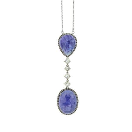 Blue Sapphire and Diamond Pendant Necklace