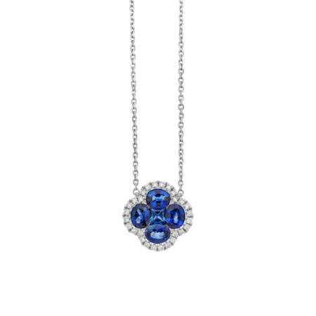 Diamond Cross Pendant with sapphire