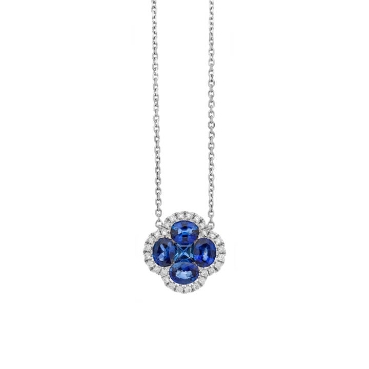 Diamond Cross Pendant with sapphire