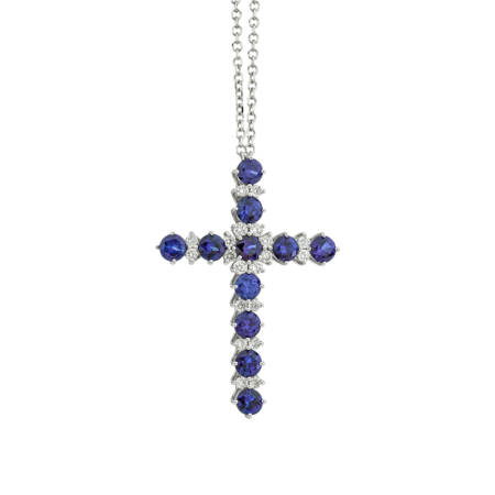 Diamond and Blue Sapphire Cross