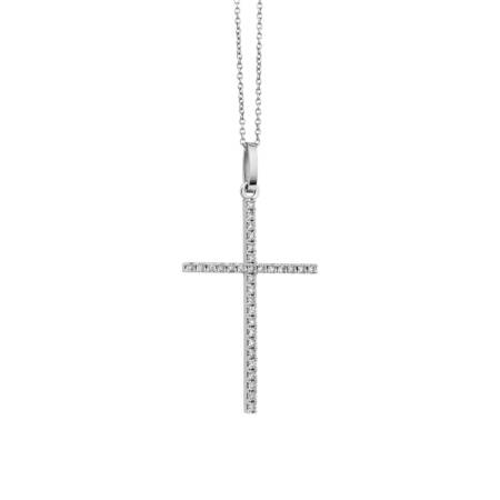 18K White Gold Diamond Cross - Διαμαντένιος Σταυρός 18K Λευκός Χρυσός