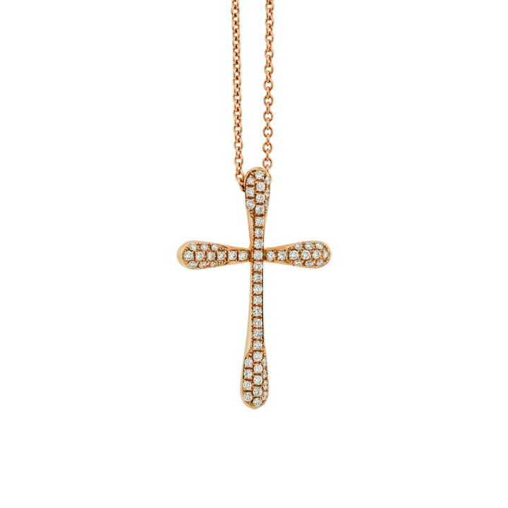 Diamond Cross 18K Rose Gold - Χρυσός Σταυρός 18Κ με Διαμάντια