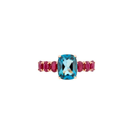 Ring with rubies and london blue topaz Δαχτυλίδι με ρουμπίνια και London blue topaz