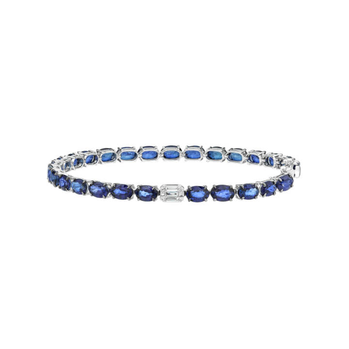 Blue Bracelet with sapphires and white diamond detail Μπλε Βραχιόλι Από Λευκό Χρυσό με Ζαφείρια