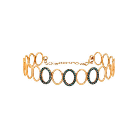 Oval Bracelet with blue diamonds and rose gold. Οβάλ Χρυσό Βραχιόλι με Μπλε Διαμάντια