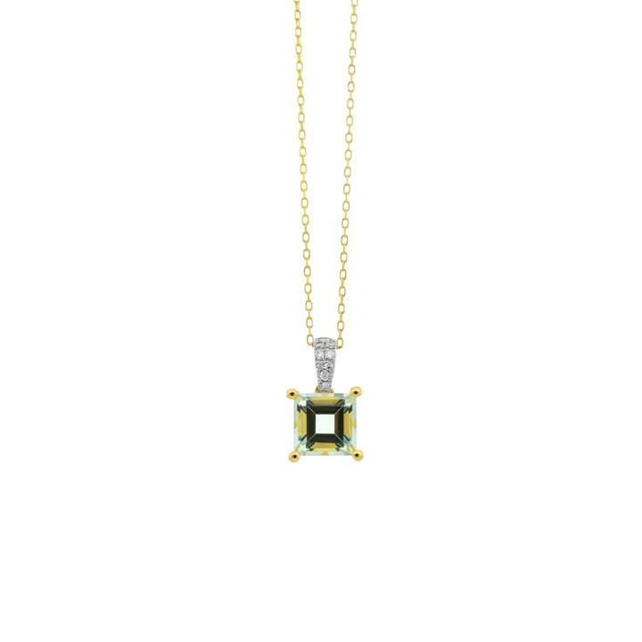 Square Necklace With Green Amethyst Steiakakis Jewellery