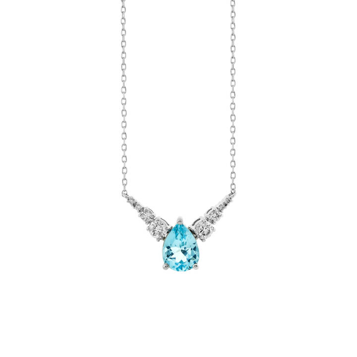 White Gold Necklace With Blue Topaz Steiakakis jewellery