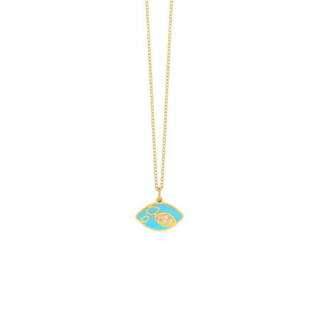 Eye Necklace With light blue Enamel Steiakakis jewellery