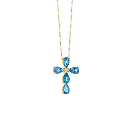 Σταυρός με Blue Topaz και Διαμάντι Blue Topaz Diamond Cross