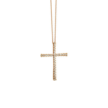 Διαμαντένιος Σταυρός με ροζ χρυσό Diamond Cross in 18k rose Gold