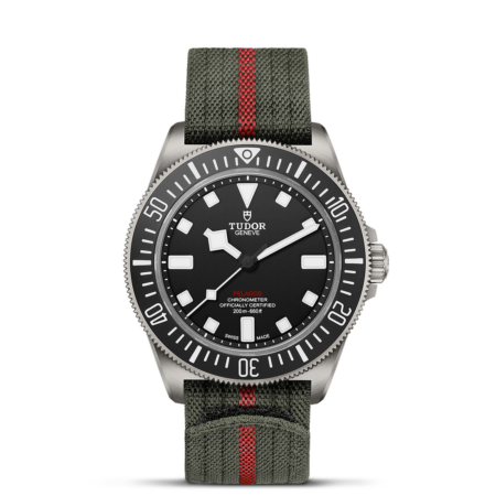 Tudor Pelagos FXD 42mm titanium case Green fabric strap with red band m25717n-0001